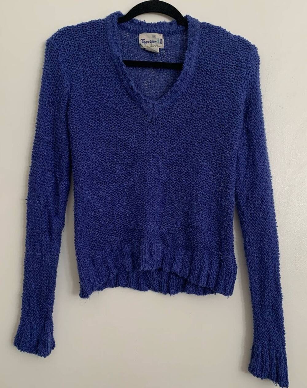Royal Blue Vintage Together 100% Acrylic Knit Long Sleeve Sweater S